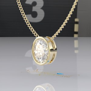 Georgian Cut Moissanite 14K <b>Solid</b> <b>Gold</b> IGI Certified Rhodium Plated Luxury <b>Pendant</b> Necklace for Women - Product Image 2
