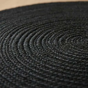 Black Handwoven Jute Round <b>Rug</b>, Natural Braided <b>Boho</b> Area Carpet, Eco Friendly Farmhouse Decor - Product Image 2