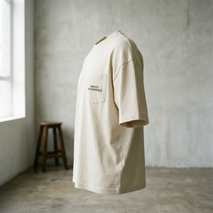 Nueva Llegada, Camiseta Blanca Personalizada de Manga Corta para Hombre, 100% Algodón, Tejido de Punto, Secado Rápido y Transpirable, con Bolsillo para Impresión - Product Image 4