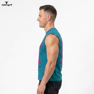 Débardeur de sport en coton personnalisé avec logo, couleur unie, sans manches, respirant, séchage rapide, tissu gaufré pour la musculation et le fitness - Product Image 6