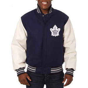 Toronto Maple Leafs Varsity <b>Jacket</b> <b>Men</b> Women Blue <b>White</b> Baseball Letterman <b>Jacket</b> Custom Embroidered Logo Winter Streetwear - Product Image 3