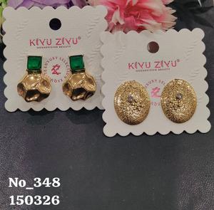 Pendientes de Acero Inoxidable Chapados en Oro con Piedra de Circonita Cúbica, Joyería de Moda Geométrica Texturizada para Mujer, Venta al por Mayor - Product Image 2