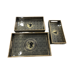 Plateau de service en bois de créateur fait à la main pour la décoration de table et les cadeaux comprend un ensemble de plateaux de haute qualité - Product Image 1