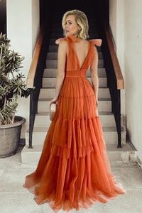 Vestido de Gala Romántico Vintage de Gasa con Falda Voluminosa, Cola Capilla, Decoración de Cristales y Tela Ecológica, Largo hasta el Suelo - Product Image 3