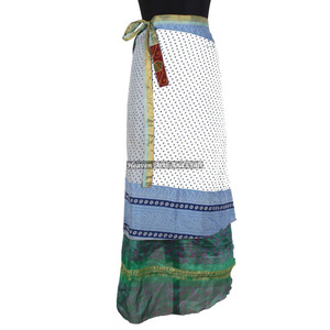 Falda Larga de Seda India para Fiesta, Estilo Sari, de 2 Capas, Envolvente, Hippie, Fabricante y Mayorista - Product Image 3