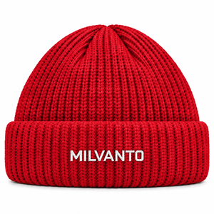 Red Custom Logo Cuffed Rib Knit Beanie <b>Hat</b> Embroidered Winter <b>Knitted</b> Beanie Cap <b>for</b> <b>Men</b> Women Streetwear Beanies - Product Image 1