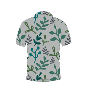 Men’s Grey Botanical Leaf Print Polo Shirt Casual Short Sleeve Summer Fashion Golf Tee - Product Image 5