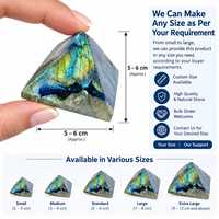 Pyramide en cristal de labradorite naturelle polie, écologique, avec éclat gris, pierre sculptée pour la décoration intérieure et la méditation (vente en gros)