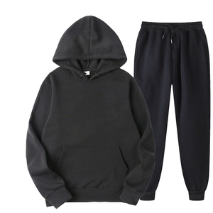 Ensemble 2 pièces personnalisé pour homme : Sweat-shirt et pantalon de survêtement tendance hiver, motif uni, grandes tailles - Product Image 1