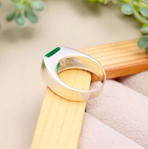 Square Cut <b>Emerald</b> Men's Wedding Engagement <b>Ring</b> 925 Sterling <b>Silver</b> 14K Gold Plated Bezel Setting Luxury - Product Image 5