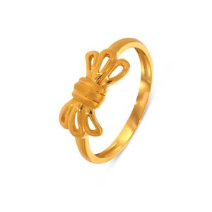 Bague en or jaune 18 carats, finition or premium, minimaliste, avec nœud en ruban, pour femme, à porter au quotidien - Product Image 1