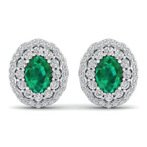 Boucles d'oreilles clous REYES étincelantes en or 14 carats avec moissanite et fermoir à vis, accessoires de mariée pour femme, bijoux en pierre précieuse émeraude verte - Product Image 2