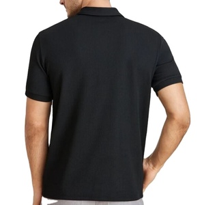 Wholesale High Quality Customized Logo <b>Classic</b> Polo T-shirts for Men Quarter Zip Ribbed Knit Polo Shirt - Product Image 4