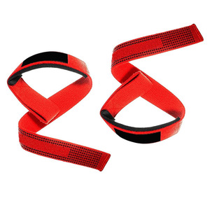 Sangles de musculation en coton rouge de qualité supérieure pour les tractions lourdes, sangles de soutien du poignet réglables pour la remise en forme et l'entraînement - Product Image 2