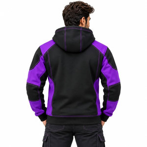 Sudadera con Capucha Fluorescente de Seguridad para Hombre, Color Negro y Morado, Sudadera Básica de Manga Larga con Bolsillo Tipo Canguro - Product Image 3
