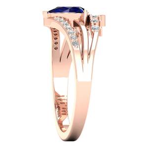 Anillos REYES con Zafiro Azul Corte Pera Clásico de 0.75 Quilates en Plata de Ley 925, Joyería Brillante con Moissanita para Mujer - Product Image 3
