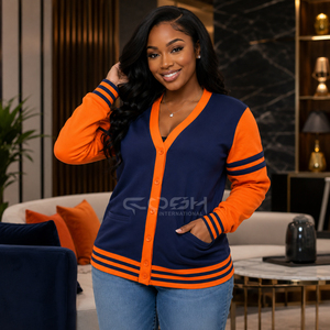 Cosh International Sisterhood Sorority V-neck Button Casual Tops Knitwear <b>Cardigan</b> Sweater Embroidered Sweater Coat - Product Image 4