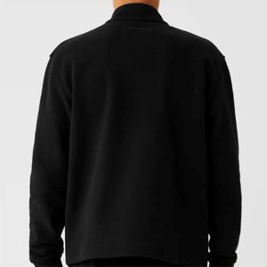 Sweat-shirt à col zippé noir pour homme, manches longues, tricoté, respirant, taille élastique, vêtements de golf - Product Image 2