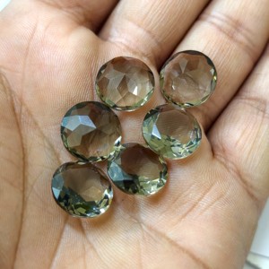 Pierre de quartz fumé ronde taille brillant, facettée, pierre non montée - Product Image 3