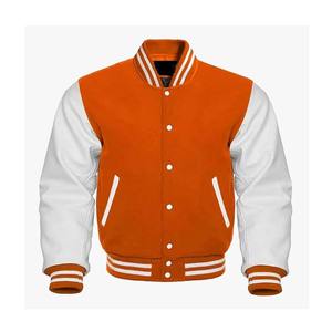 Chaqueta Bomber Varsity de Moda para Hombre 2023, con Cuello Alto Recubierto, Logotipo Frontal Personalizado, Manga de Cuero, Relleno de Poliéster, Talla Grande - Product Image 1