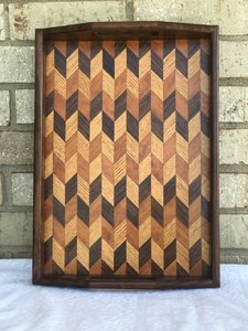 Plateau en bois de noyer moderne avec poignées, plateau de service pour la décoration du salon, idée cadeau pour la maison, artisanat MS, emballage multi-pièces - Product Image 5