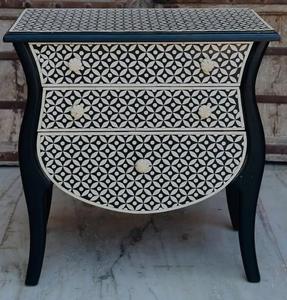 Table à tiroirs en os incrusté de la marque ILAHI, design moderne, détails en agate, rangement à trois niveaux, meuble portable pour la maison - Product Image 4