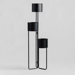 Minimalist Metal Plant <b>Stand</b> with Three Black <b>Pots</b> for Indoor Green Plants Home Decor - Product Image 4