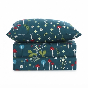 Parure de lit Enchanted et 2 taies d'oreiller, motif floral classique, 100% coton, 150 fils/cm², qualité A, toutes saisons - Product Image 1