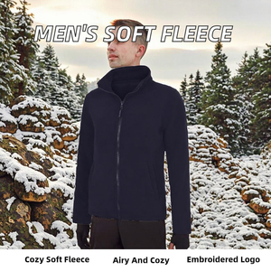 Veste polaire unisexe marine à fermeture éclair intégrale, col montant, vêtement décontracté pour l'extérieur, en polyester/coton, pour la saison hivernale, coupe classique - Product Image 5