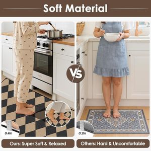 Set di 3 Tappeti da Cucina Neri a Scacchiera Antiscivolo e Lavabili Stile Rustico con Motivo Uva e Vino - Product Image 4