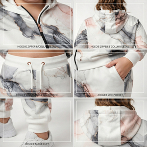 Ensemble de survêtement polaire pour femme, avec sweat à capuche zippé et pantalon de jogging, imprimé par sublimation, grande taille, en tissu éponge - Product Image 6