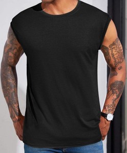 Débardeurs sans manches pour hommes, col rond, décontractés, pour la gym et l'entraînement, respirants, séchage rapide, coupe ajustée, 100 % coton tricoté - Product Image 2