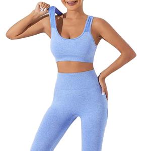 <b>Women</b> Hollow Out Back Sports Bra with <b>High</b> <b>Waist</b> Hip Lifting Yoga Pants Elastic Running Fitness <b>Leggings</b> Workout Yoga Set - Product Image 1