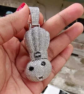 Colgante de Moissanita Auténtica con Diseño Doughboy, Estilo HipHop de Dibujos Animados, de Plata de Ley 925, para Hombre, con Efecto Iced Doughboy Money - Product Image 3