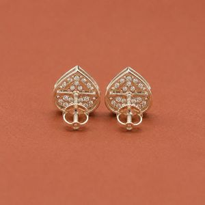 Moissanite Diamond <b>Heart</b> Stud <b>Earrings</b> in Sterling <b>Silver</b> with S925 Finish and Double <b>Heart</b> Pave Design - Product Image 4