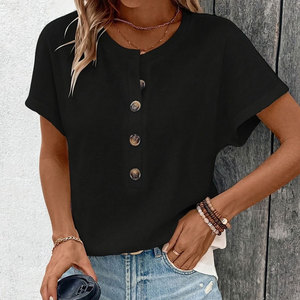 Europe and America <b>Large</b> Solid Color Short Sleeve Bamboo Fiber Breathable Women Summer New Loose Crew Neck Casual T-Shirt - Product Image 6