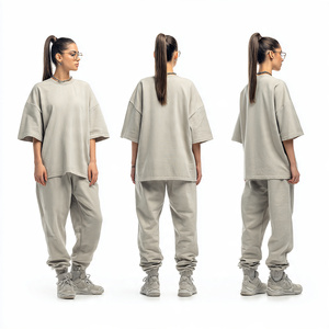 Women Drop Shoulder T Shirt Tracksuits Loose Fit T Shirts <b>Jogger</b> Baggy Sweatpants Set Summer Street Oversize T Shirts Tracksuits - Product Image 1