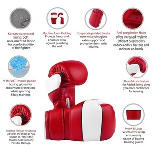 Gants de boxe pour enfants, rouge et blanc, gants d'entraînement professionnels, arts martiaux, sparring, gants de boxe en cuir pour enfants, Muay Thai, 4 oz - Product Image 6