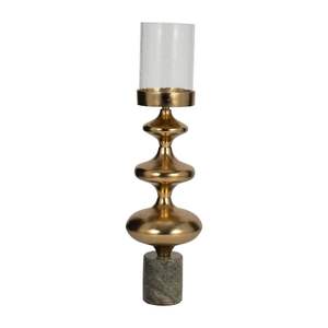 Élégant porte-bougie cylindrique en verre sur plateforme en bois superposée, accent décoratif rustique et moderne - Product Image 4