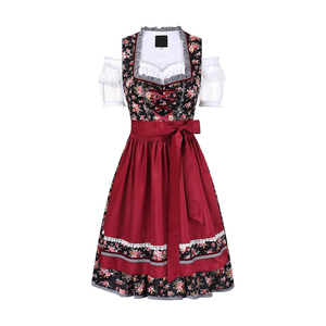 Costume 3 pièces pour femme, style bavarois allemand, robe Dirndl en mousseline de soie tissée avec dentelle et boutons, directement de l'usine - Product Image 5
