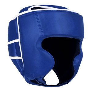 Protège-tête de boxe en cuir PU bleu, équipement de protection avec fermeture auto-agrippante pour adultes, unisexe, utilisation universelle - Product Image 2