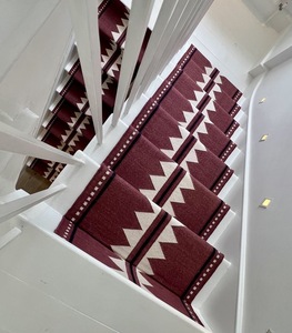 Blue Modern Woven Geometric Stair Rugs Set Kilim Style Non-Slip Rubber Backing for <b>Home</b> Hallway <b>Steps</b> Prayer - Product Image 2