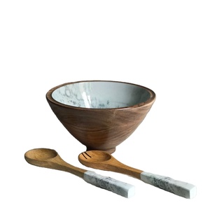 ชามคละแบบลายไม้มะม่วงพร้อมช้อน,ชุดชามสลัดผลไม้พร้อมเซิร์ฟเวอร์ - Product Image 1