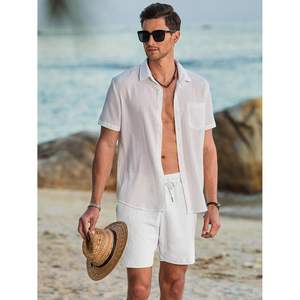Shorts de plage décontractés pour hommes personnalisés, 7 pouces, coton, taille élastique, cordon de serrage, avec poches, shorts de bain et maillots de bain - Product Image 4
