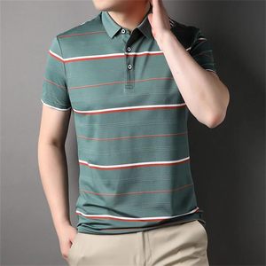 Polo uni pour homme en mélange de coton léger et respirant, à manches courtes et col, haut tendance pour le quotidien - Product Image 5