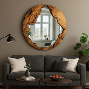 Miroir mural en bois style industriel, design urbain, pour décoration de style loft, accessoire de miroir suspendu en gros - Product Image 5