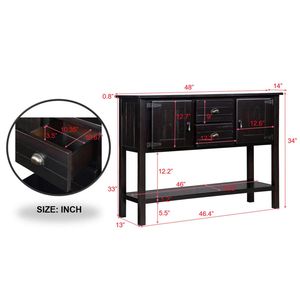 Credenza in Legno Massello Stile Retrò da 48 Pollici con 2 Cassetti e Ripiano Inferiore, Mobile Buffet per Sala da Pranzo - Product Image 2