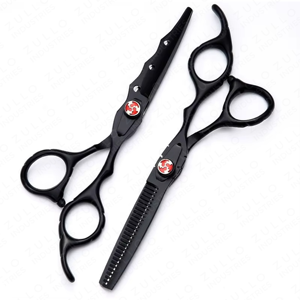 Premium Black Hairdressing Scissors <b>Set</b> 2 Pcs Stainless Steel <b>Barber</b> Shears with Adjustable Tension Screw - Product Image 6