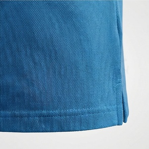 Polo à manches courtes bleu pour homme, en coton piqué, décontracté, respirant, coupe classique, design tricoté uni - Product Image 5