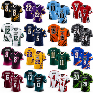 Wholesale Retro American Football Jerseys 100% Polyester Gradient Striped Short Sleeve Quick Dry Children Streetwear Custom - Product Image 1